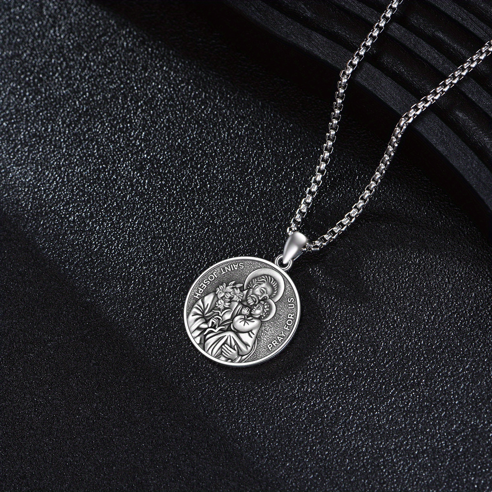 Men's 925 Sterling Silver St. Joseph Pendant Necklace