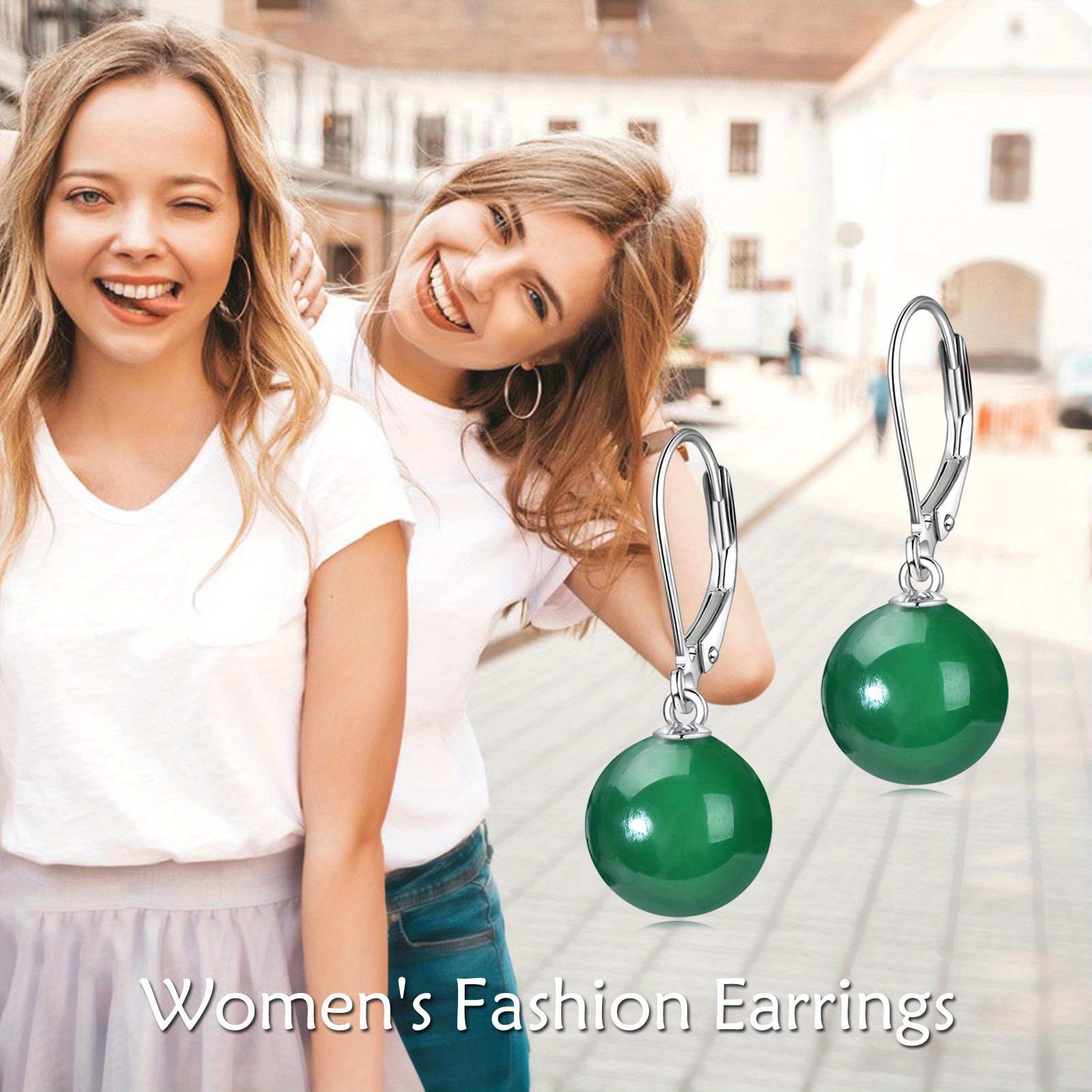 925 sterling   agate leverback earrings dangle drop jewelry gifts for women green agate Product details 2
