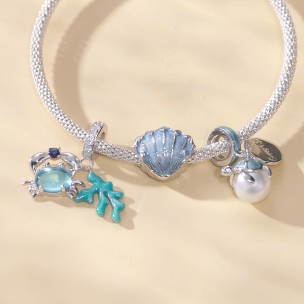 PANPOKI 925 Silver Turtle Tag Pendant Charms Ocean Series