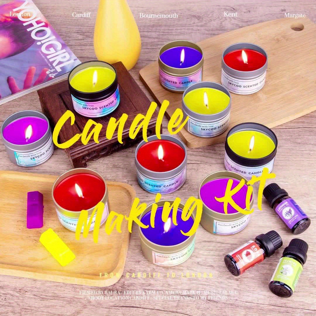  Candle Making Kit for Adults, Candles Making Supplies, Beginner Craft  Kits, Christmas Gifts for Women, DIY Starter Beewax Candles Making, 9  Tins,6 Essential Oils, Melting Pot, Wicks, Wax, Dyes