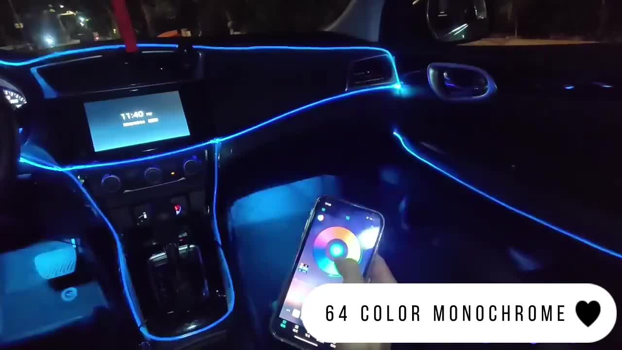 1797 Wireless Car LED Lights Interior Auto Sensor USB RGB Ambient  Atmosphere Neon Accent lighting Cool Accessories Magnetic Strip Inside Car  Roof