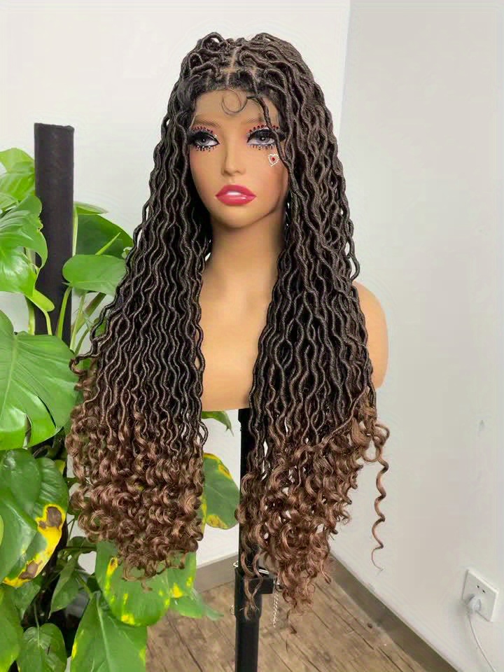 Braided Wigs Women Lace Front Square Knotless Box Braid Wig - Temu