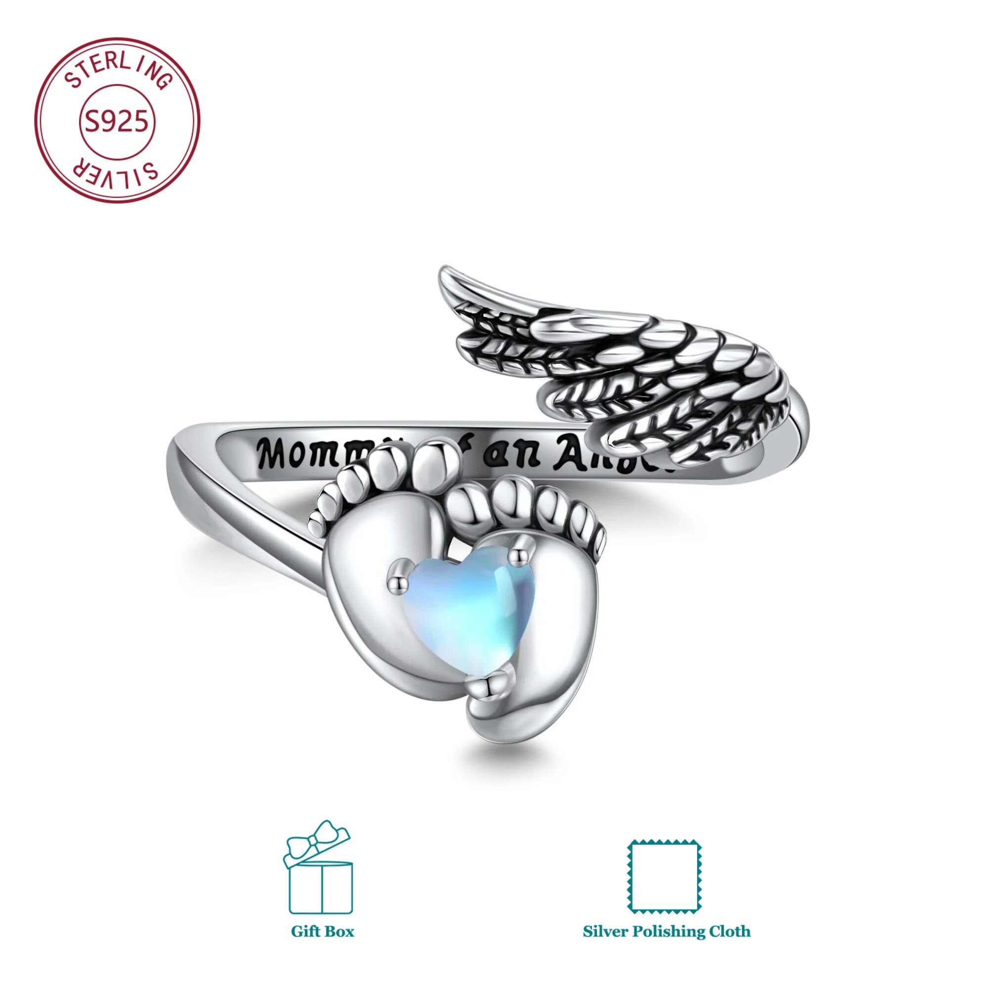 925 Sterling Silvery Miscarriage Memorial Ring - & Protection Jewelry, Elegant Retro Fashion, Unisex, Giftable & Hypoallergenic