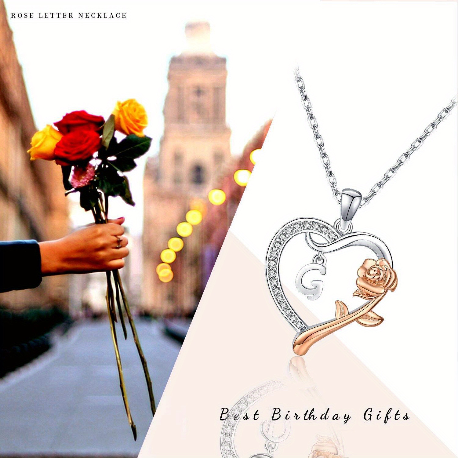 Initial Necklace Sterling Silver Alphabet Heart Letter Pendant Necklaces