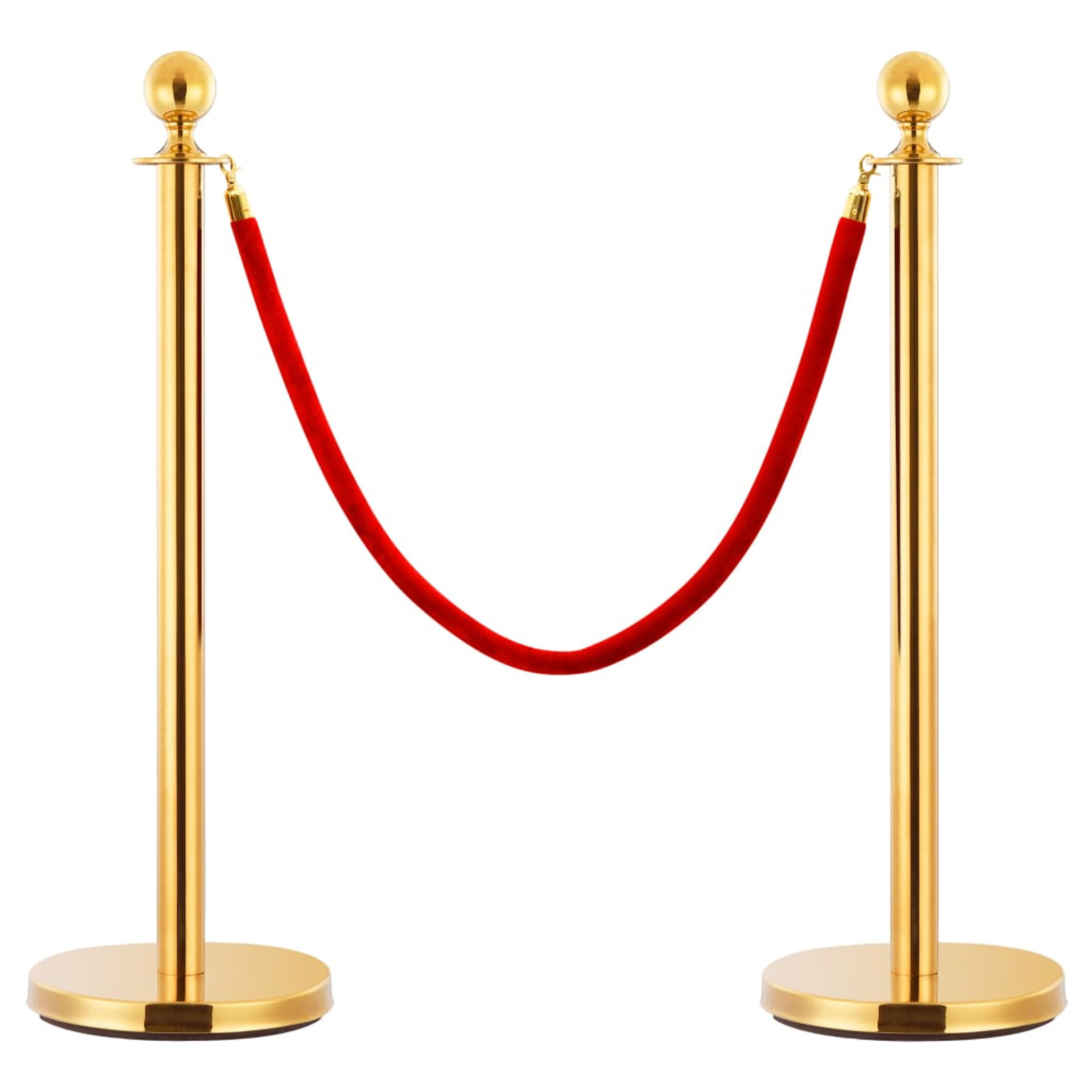 Velvet Cord Barrier Cord For People , Barrier Post With 1 Rope And , Rope Length: 1500 Mm, Red With