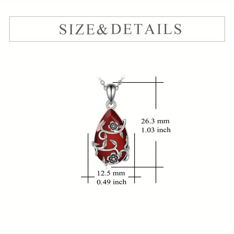 vintage flower necklace s925 sterling silvery red agate pendant artificial crystal restoration fine jewelry Product details 5