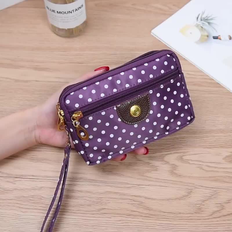 Korean Money Bag Simple Fashion Small Purse Wallets Clutch Change Purse  Zipper for Girls Dots Coin Bag(Pink)