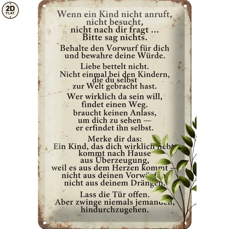 TEMU 2d Flat - 1pc Metal Sign. German "when Child Does Not Call" Quote Perfect For Home, Office, Bar, Outdoor Decor 20x30cm 2d Flat