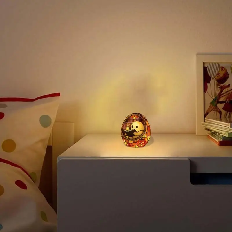 halloween reading light cute led book night light with ghost reader shape portable battery powered bedside lamp no sockets required book fans party decorations resin material usb powered adjustable brightness book decor festive lighting design durable plastic Product details 3