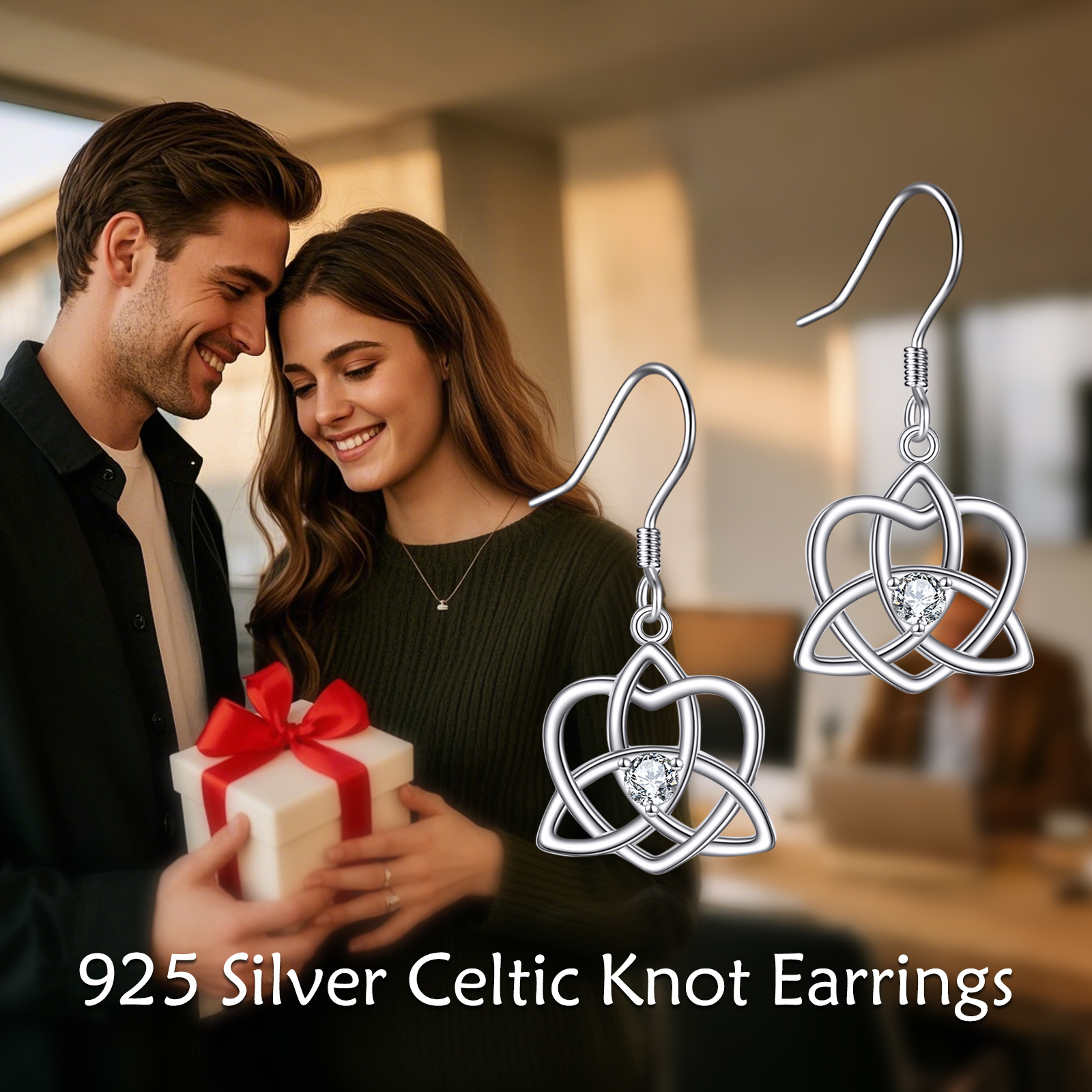 Women's 925 Sterling Silver Celtic Knot Drop Earrings, Cultural Gift