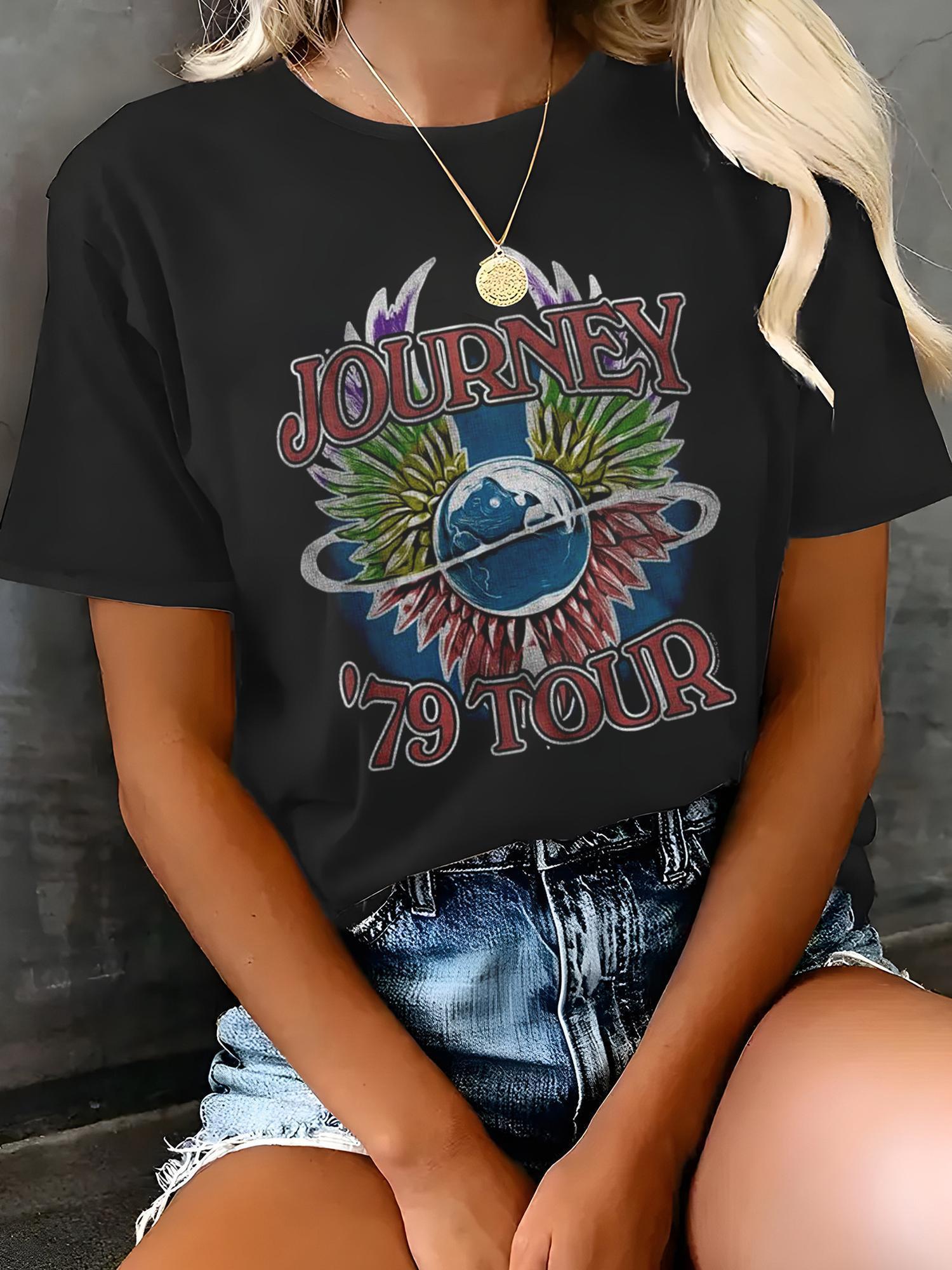 journey rock band retro concert print t shirt short sleeve Temu
