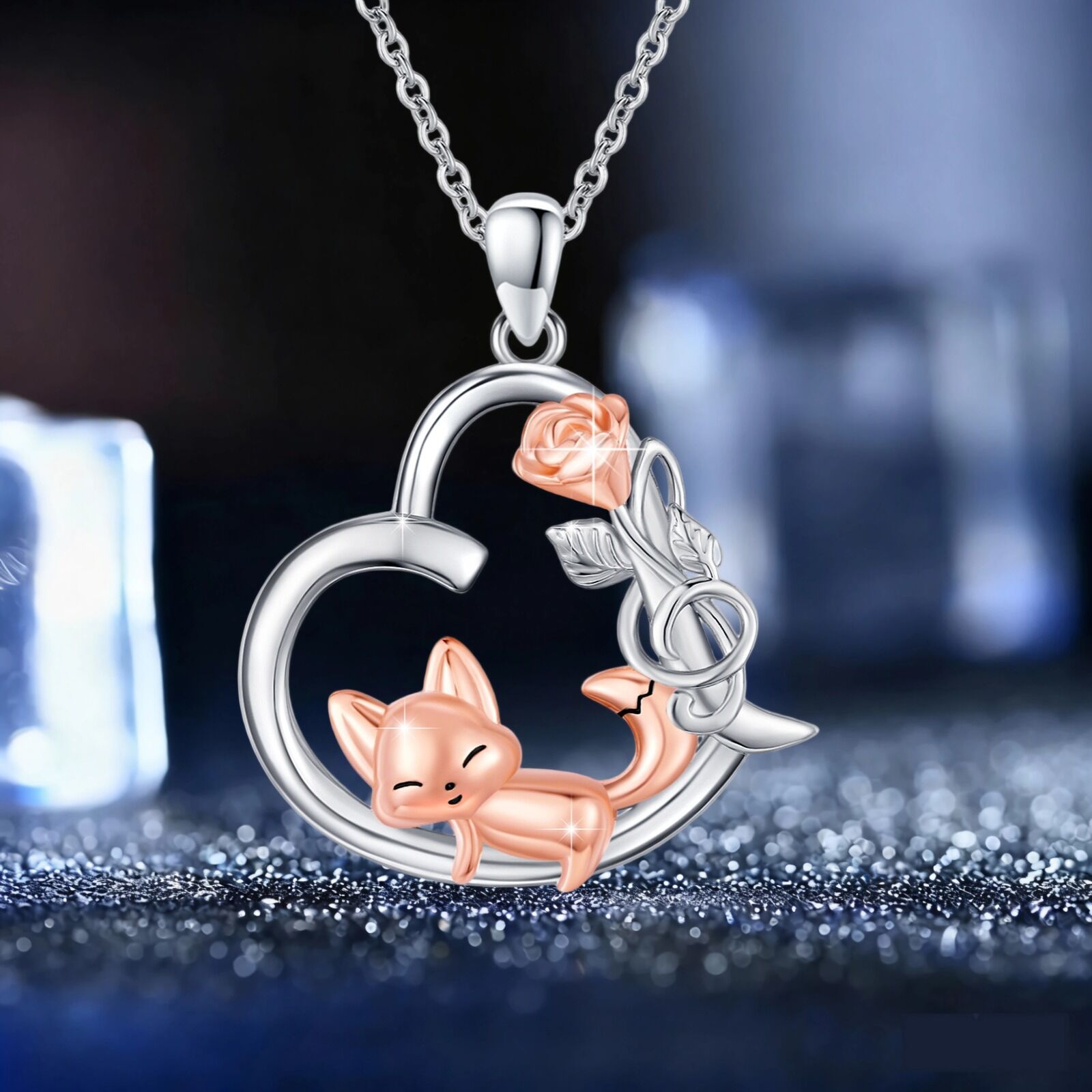 Image of 925 Sterling Rose Necklace | , Animal Theme Series, Women Fashion Gift, Suitable For And Festive Occasions