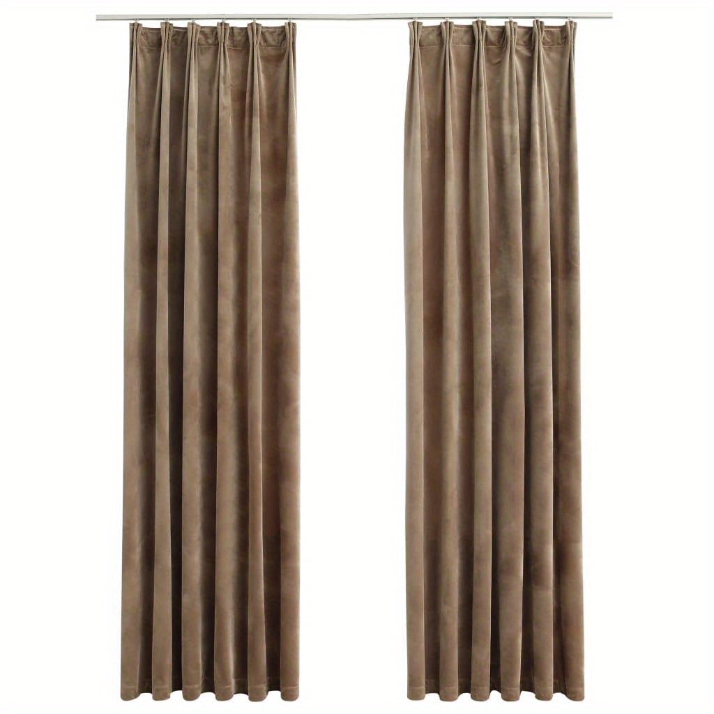 2pcs Velvet Blackout Curtains With Hooks, Beige - 140x175cm, Light-filtering Polyester Drapes For Privacy And Style, Elegant Pleated Room Or Bedroom, Curtains For Living Room, Gecheer
