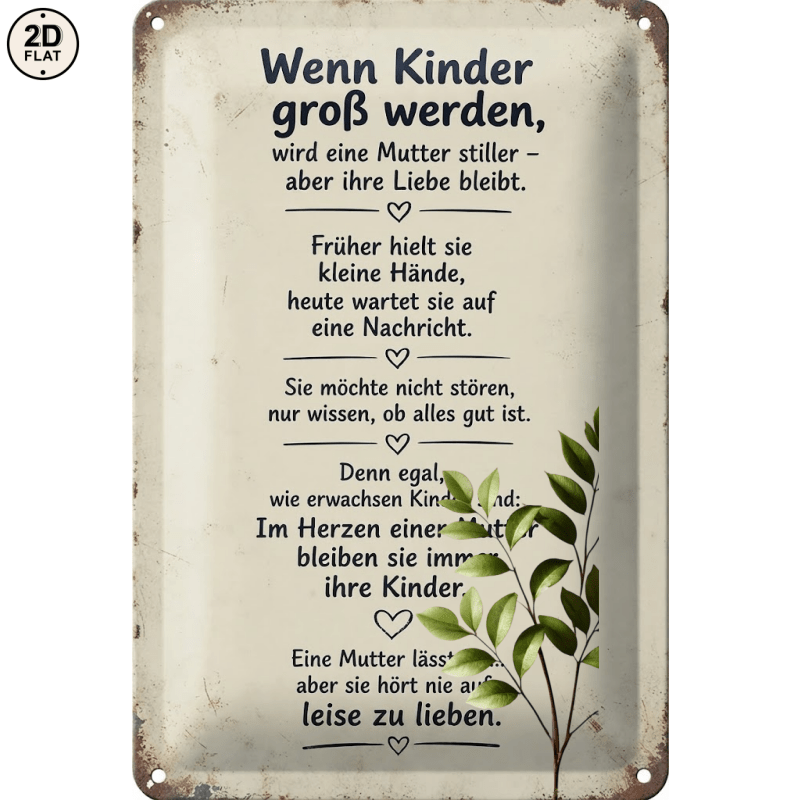 Image of 2d Flat, [2d Flat] 1pc Metal Sign. Vintage When Children German Quote Metal Tin Sign Decor Perfect For Home, Office, Bar, Outdoor Decor 20x30cm 2d Flat, 2d Flat