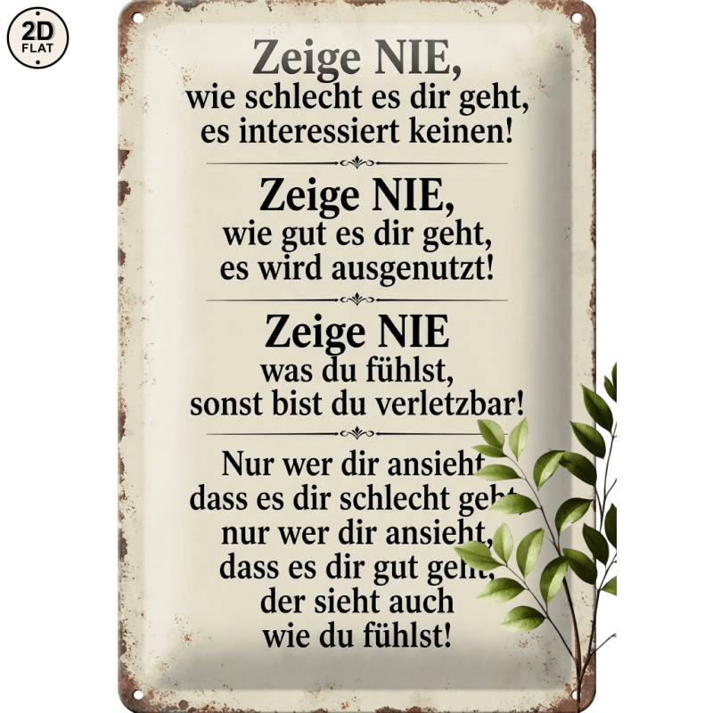 Image of 2d Flat - 1pc Metal Sign. Never Show How Bad Or You Are Doing Motivational Quote Perfect For Home, Office, Bar, Outdoor Decor 20x30cm 2d Flat
