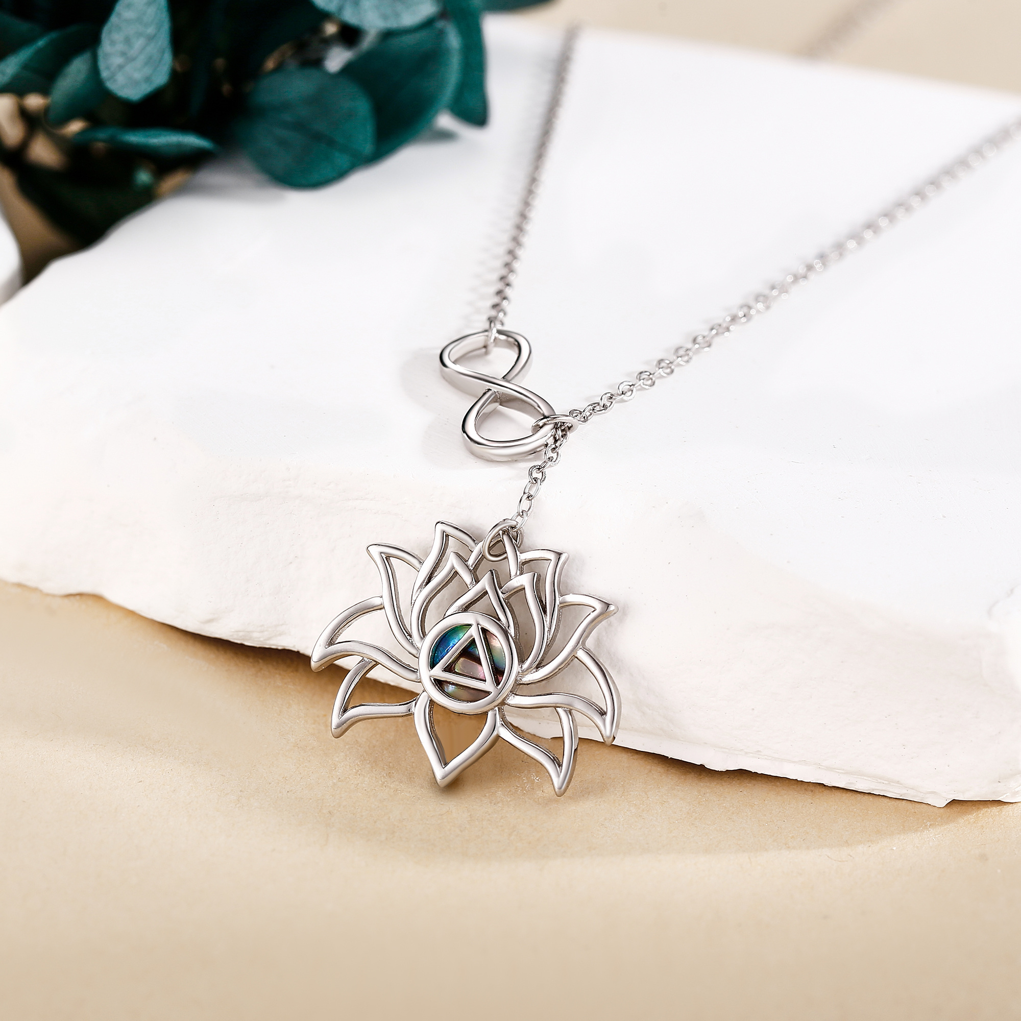 925 Sterling Silver Lotus Necklace with Abalone Shell — Meaningful Gift
