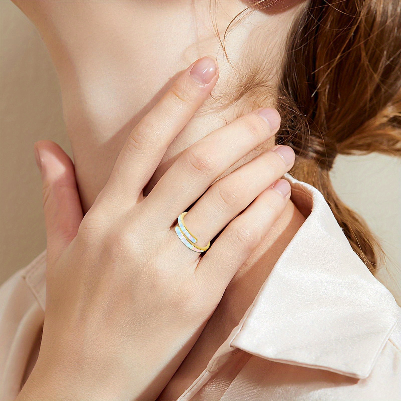 Adjustable 925 Sterling Silver Golden Opal Ring