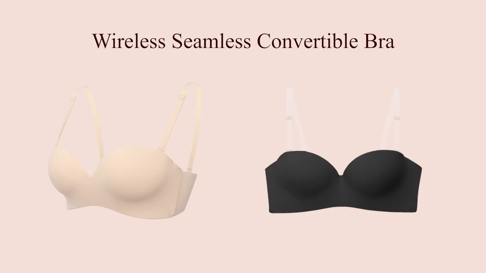 Full Support Non-Slip Convertible Bandeau Bra,Detachable-Strap  Bandeau Bra,Comfort Soft Strapless Push Up Seamless Bralette. (75C, Beige)  : Clothing, Shoes & Jewelry