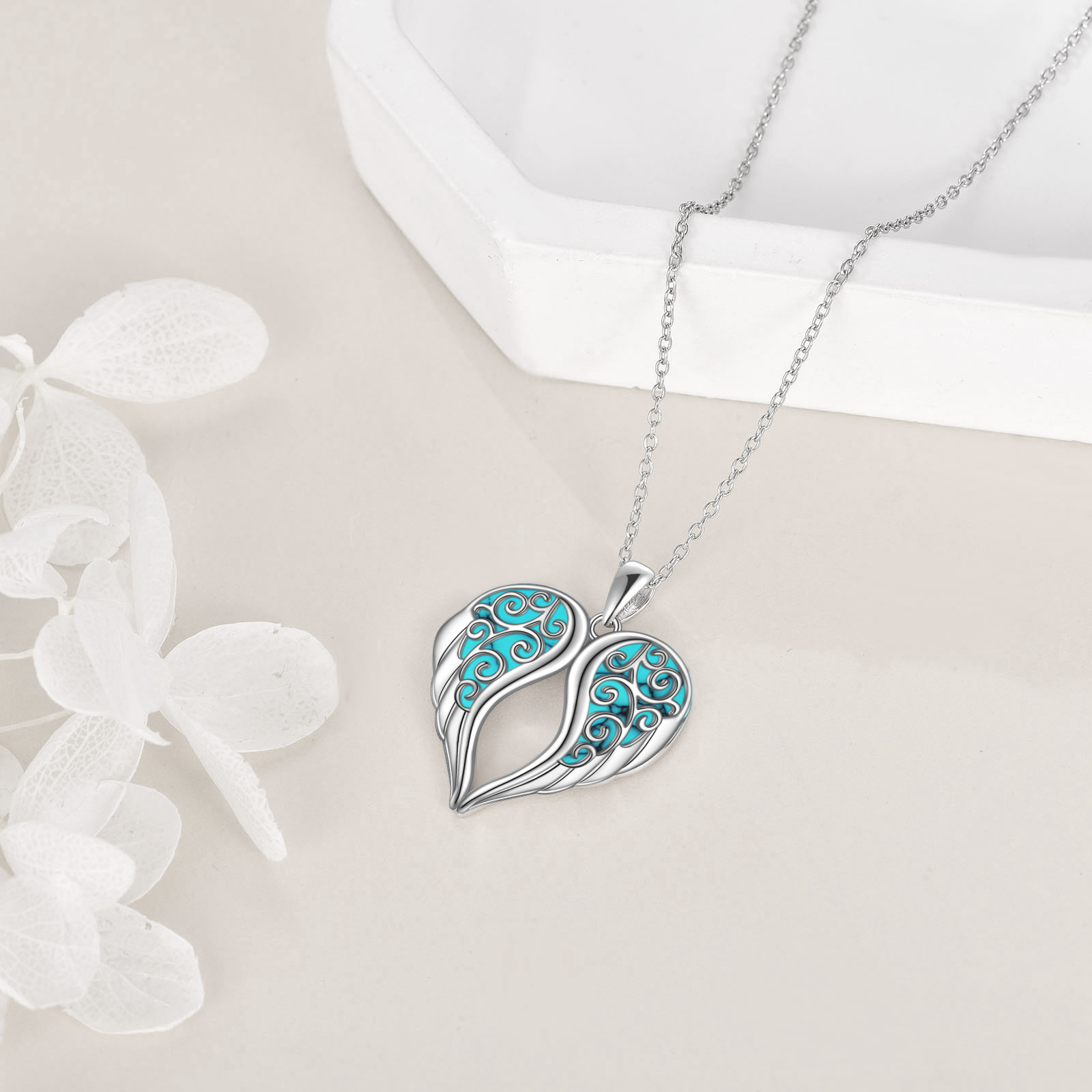 Women's Sterling Silver Guardian Angel Wings Pendant Necklace