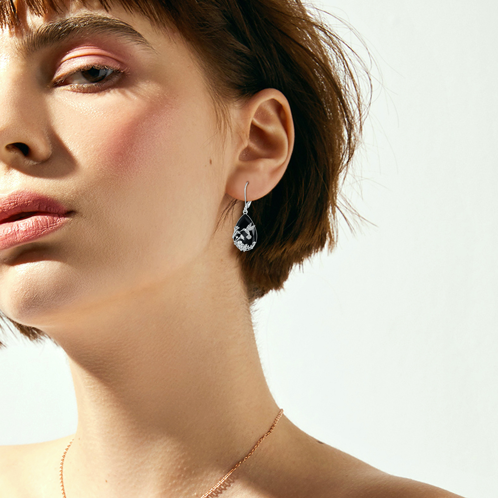 Hummingbird Drop Earrings, S925 Sterling Silver Design