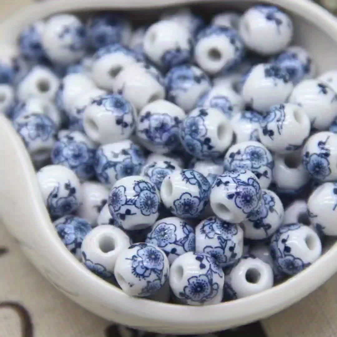 24pcs Big Plum Blossom Ceramic Beads for Handmade Jewelry