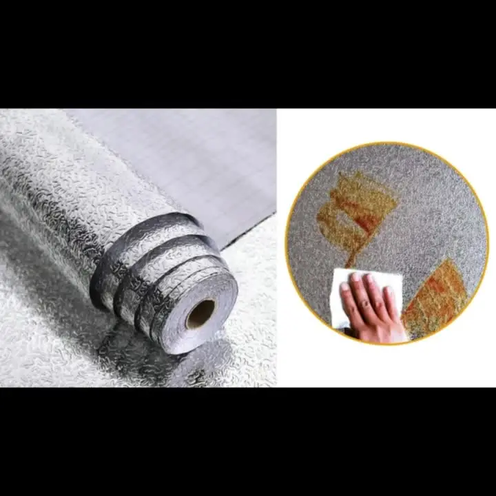 1 pieza de papel tapiz para salpicaduras de cocina, despegar y pegar, papel  de contacto de papel de aluminio, adhesivo de pared autoadhesivo a prueba
