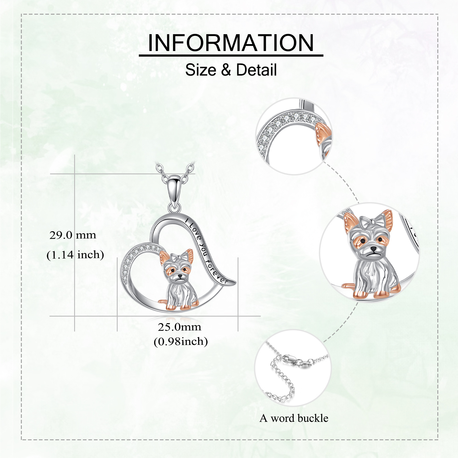 925 Sterling Silver Yorkie Dog Pendant Necklace