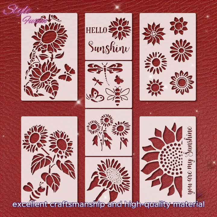 8pcs Sunflower Butterfly Painting Stencils, Reusable PET Laser-Cutting  Flower Stencil, DIY Decorative Stencil Template For Painting On Wall Canvas  Woo