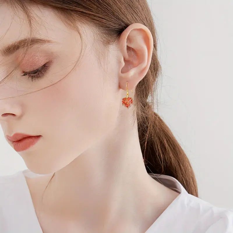 womens maple leaf earrings sterling silvery womens autumn earrings maple earrings leaf jewelry gift Product details 4
