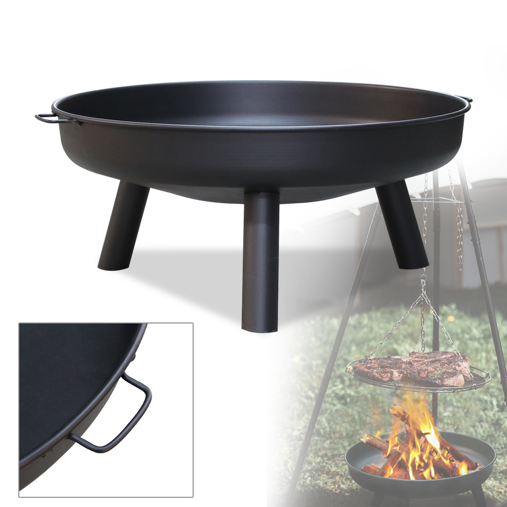 80cm Fire Pit With Base Outdoor Garden Fire Bowl Metal Fireplace For Patio Terrace Backyard Camping Campfire And Outdoor Garden Use