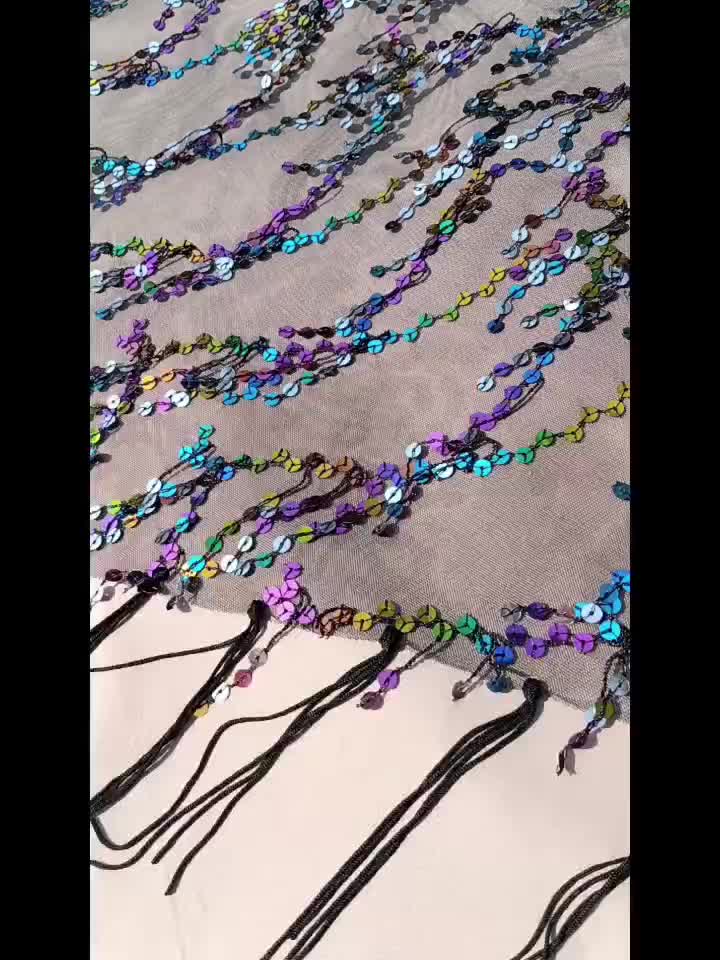 Sequin Tassel Skirts Sexy Knot Side Dance Hip Scarf Party Skirts