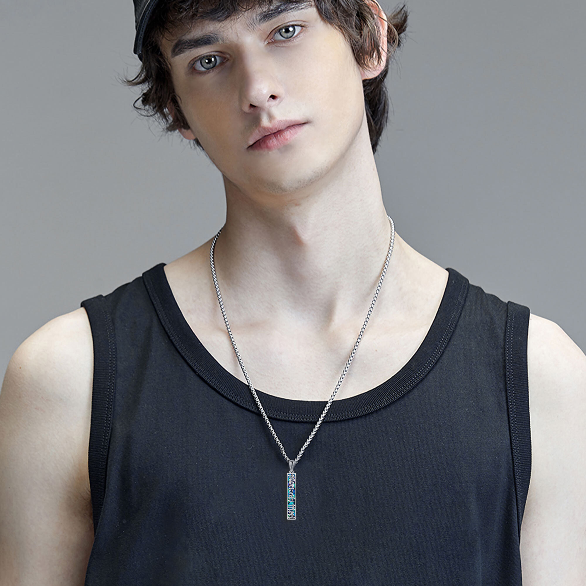 925 Sterling Silver Memento Mori Necklace with Abalone Shell, Unisex