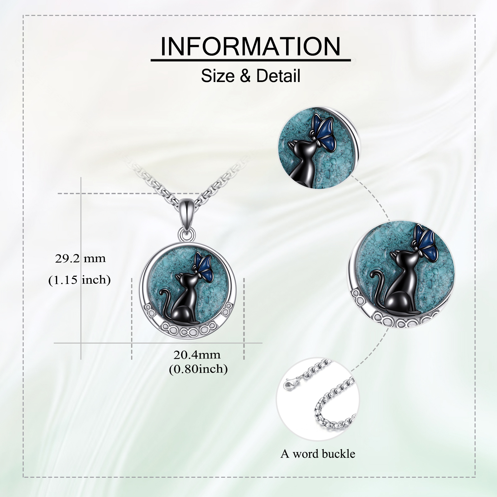 925 Sterling Silver Cat Butterfly Necklace, Meaningful Gift