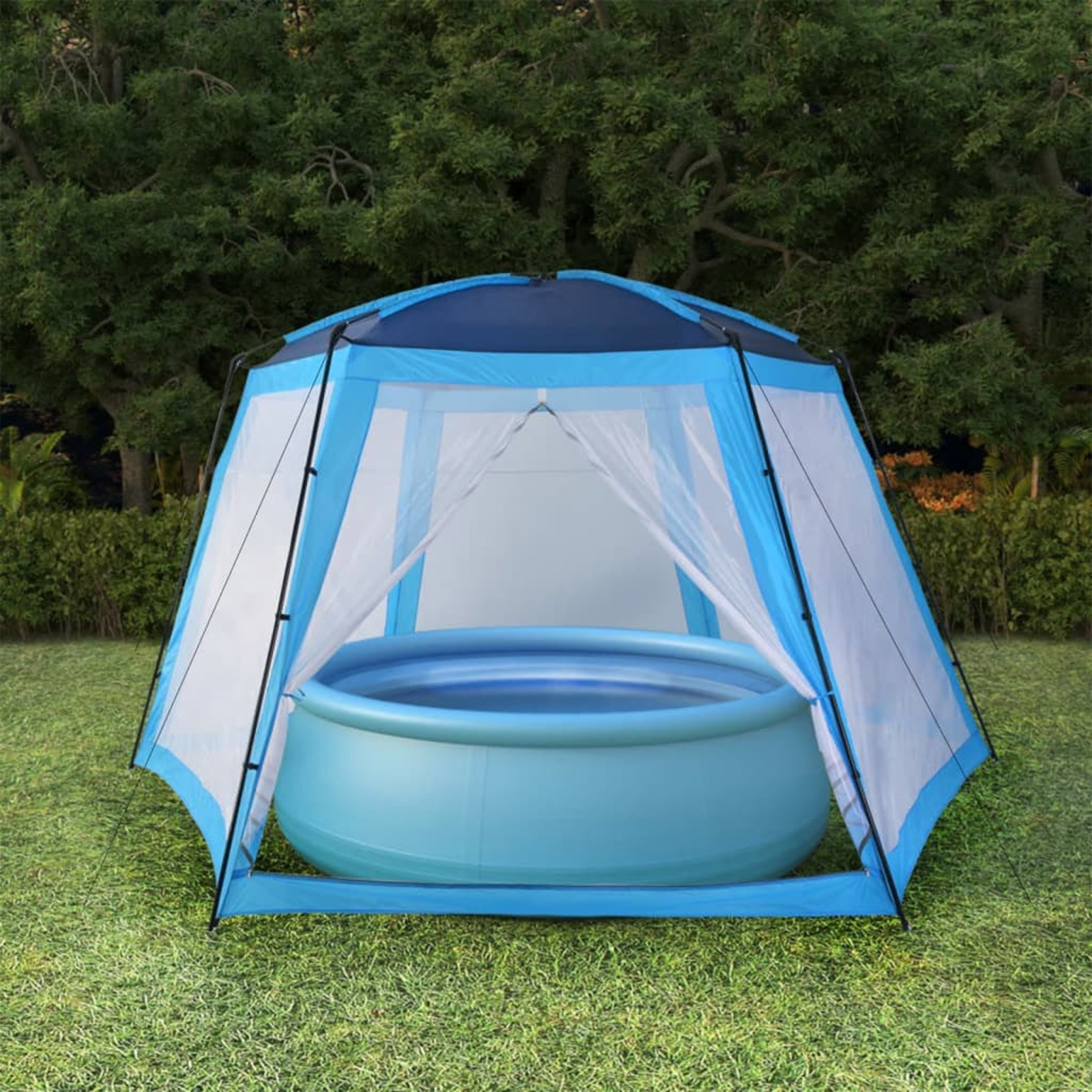 Image of Pool Tent With Mesh For 500cm Pool Tent Pool Party Tent Pool Roof Garden Pools Party Tent 660 X 580 X 250 Cm (l X W X H) Fabric With Pa Coating Blue