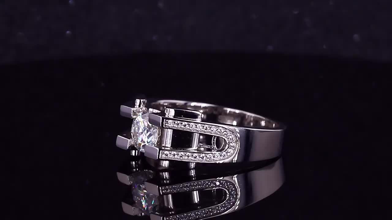 Men's 2 Carat Moissanite Wedding Ring in S925 Sterling Silver