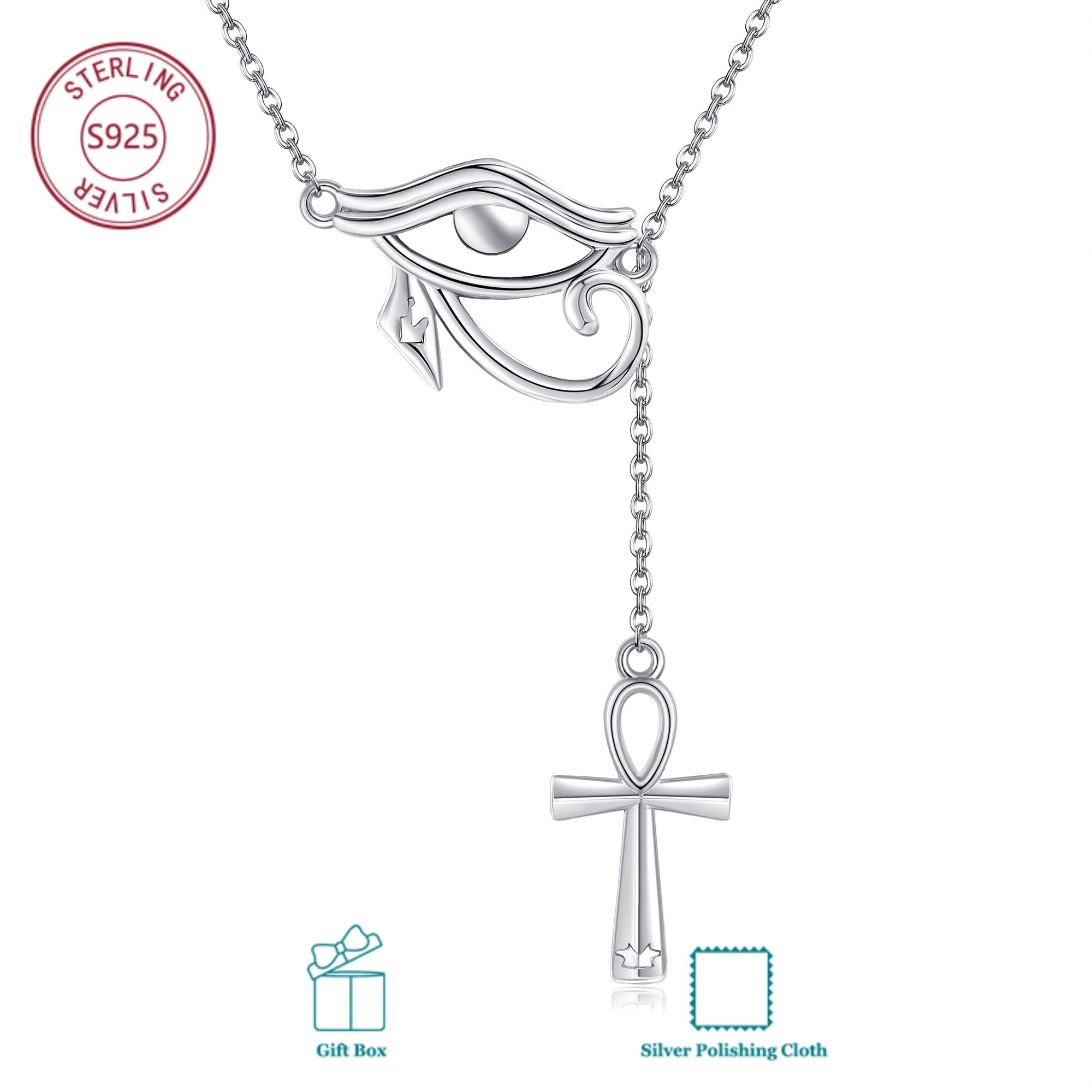 Image of 925 Sterling Silver Ankh Necklace | Retro Jewelry, Style Daily Accessory, Skin-friendly & Anti-allergic, Elegant Vintage Style, Suitable For Daily Wearing, Ideal For Gift- Occasions