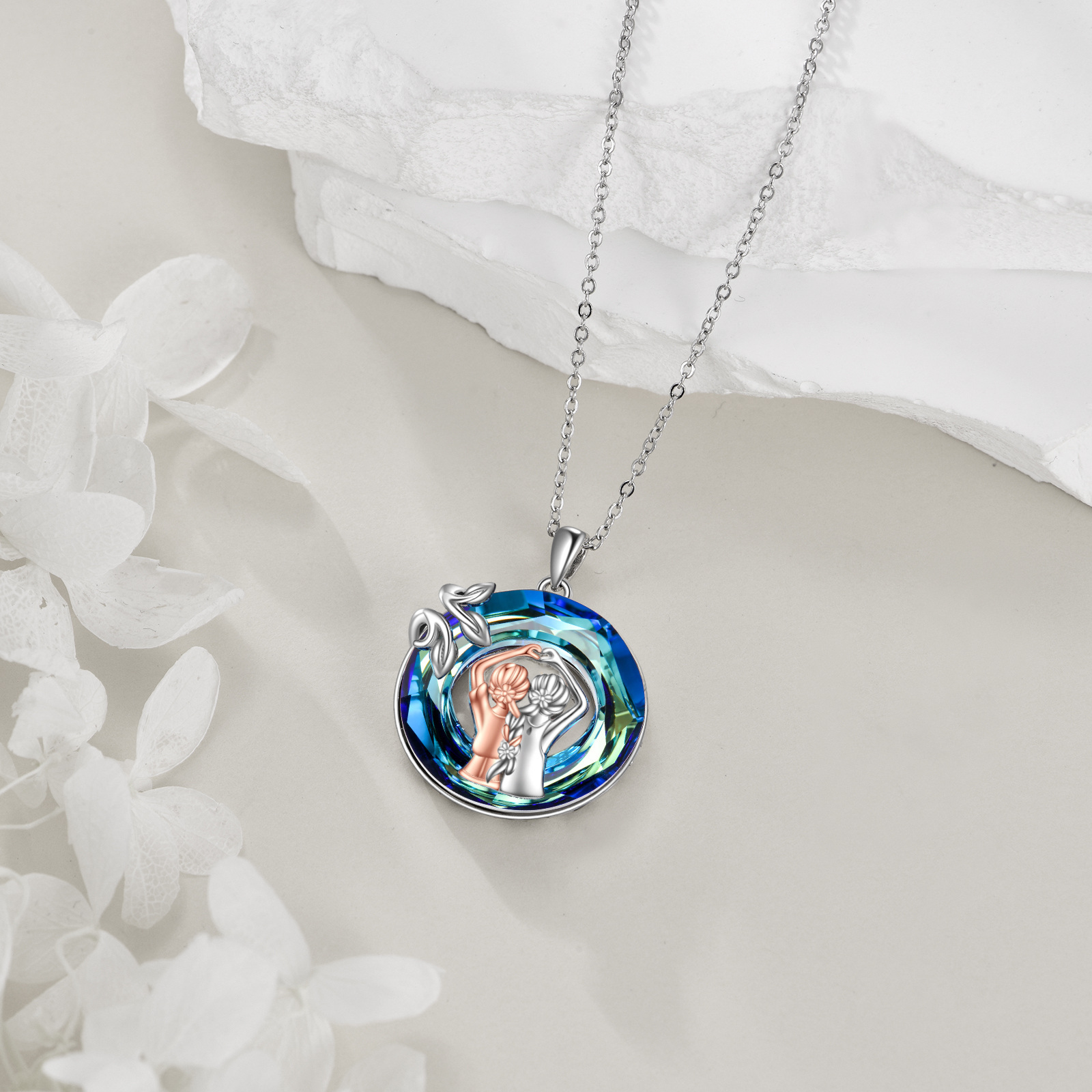 Sisters Heart Pendant Necklace, 925 Sterling Silver Gift
