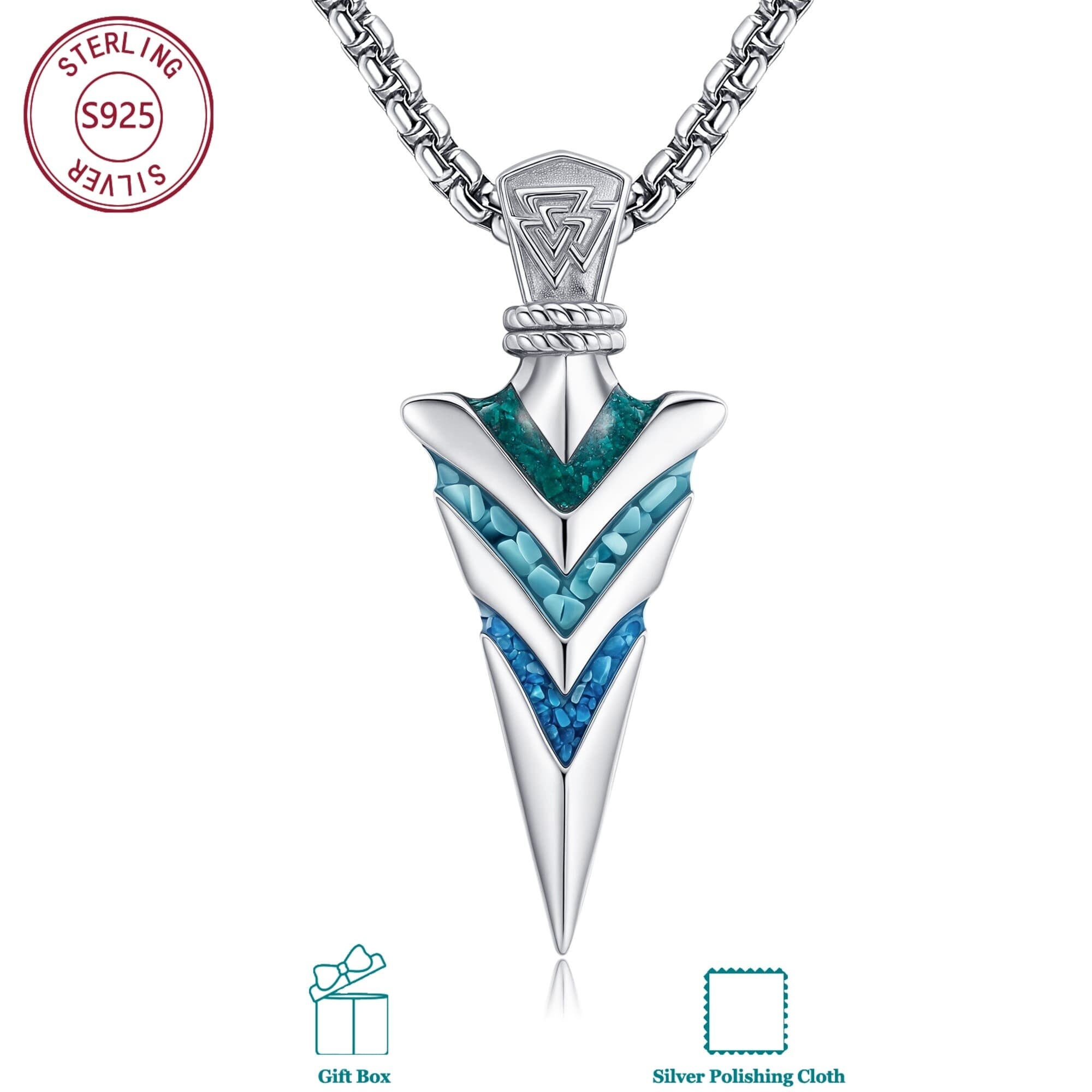 Image of 925 Sterling Silvery Necklace For Men, Retro Personality Jewelry, Outdoor Lover Daily Accessory, Skin-friendly & Anti-allergic, Suitable For Daily Wearing