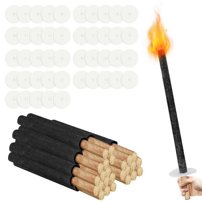 TEMU Lot de 25/50 torches en cire, torches d'extérieur, durée de combustion de 45 minutes, torches en cire de haute qualité pour randonnée, fête,