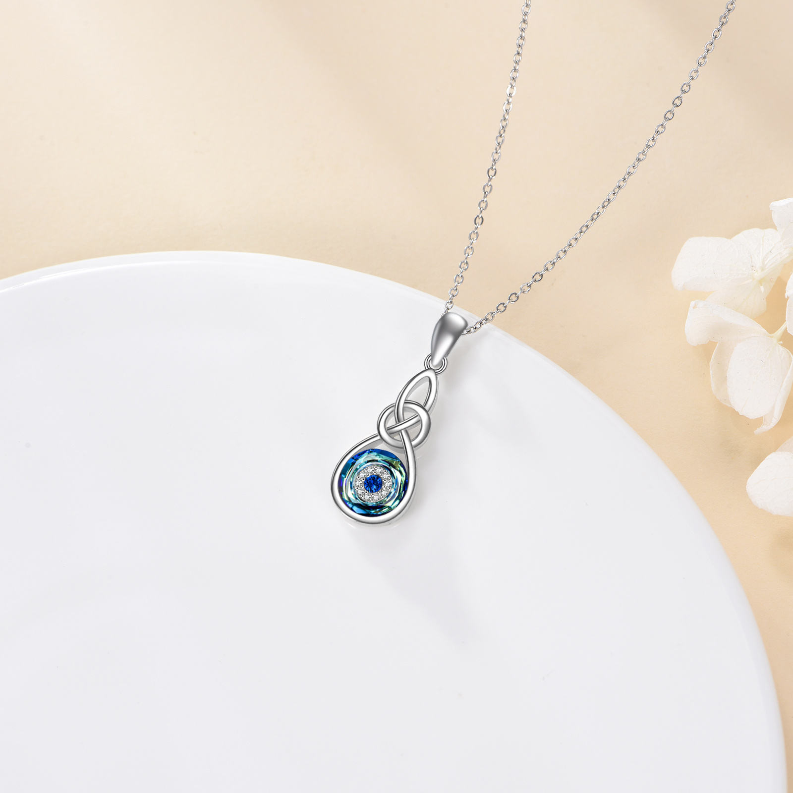 Women's 925 Sterling Silver Evil Eye Infinity Necklace
