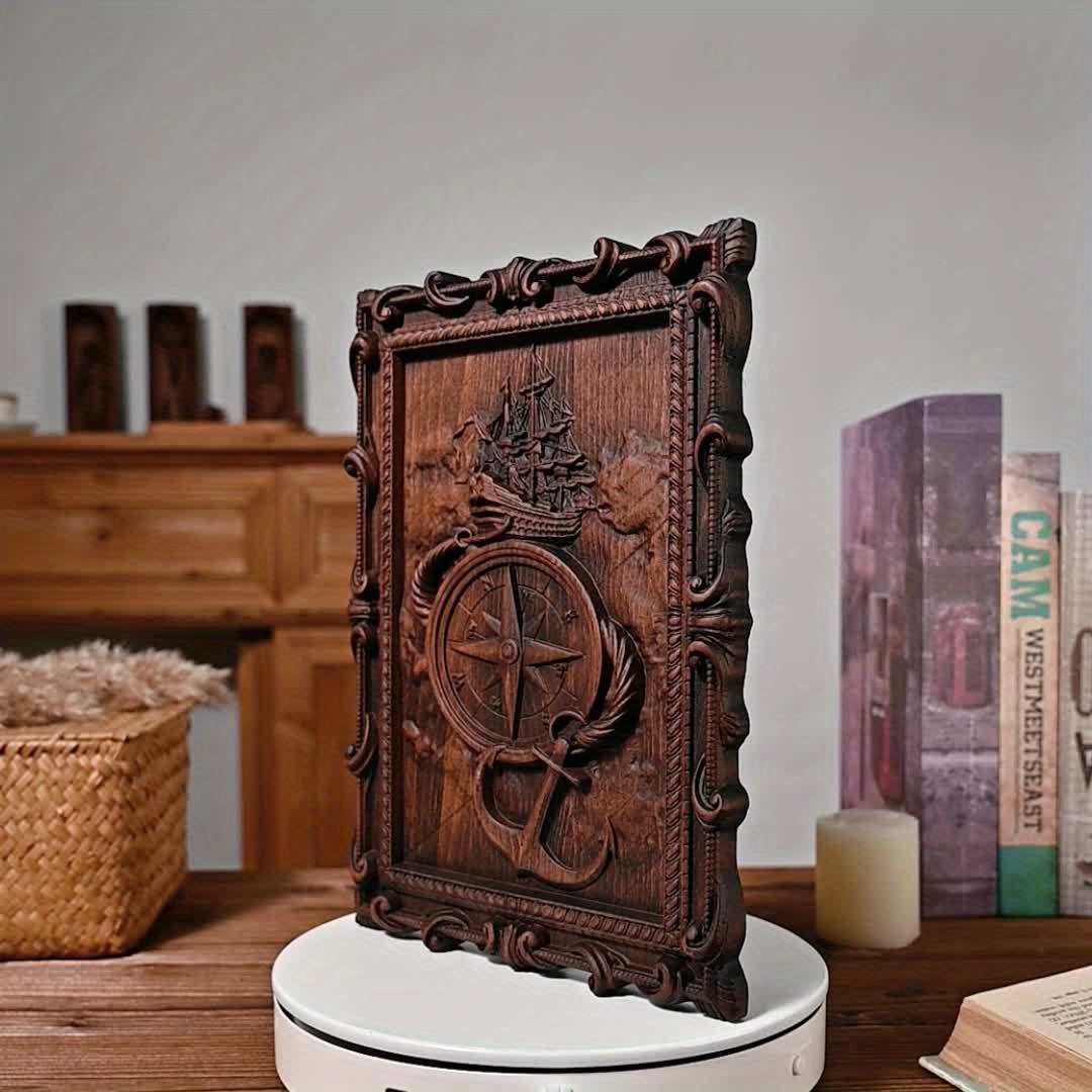 Handcrafted 3D Vintage Nautical Solid Wood Relief Wall Hanging