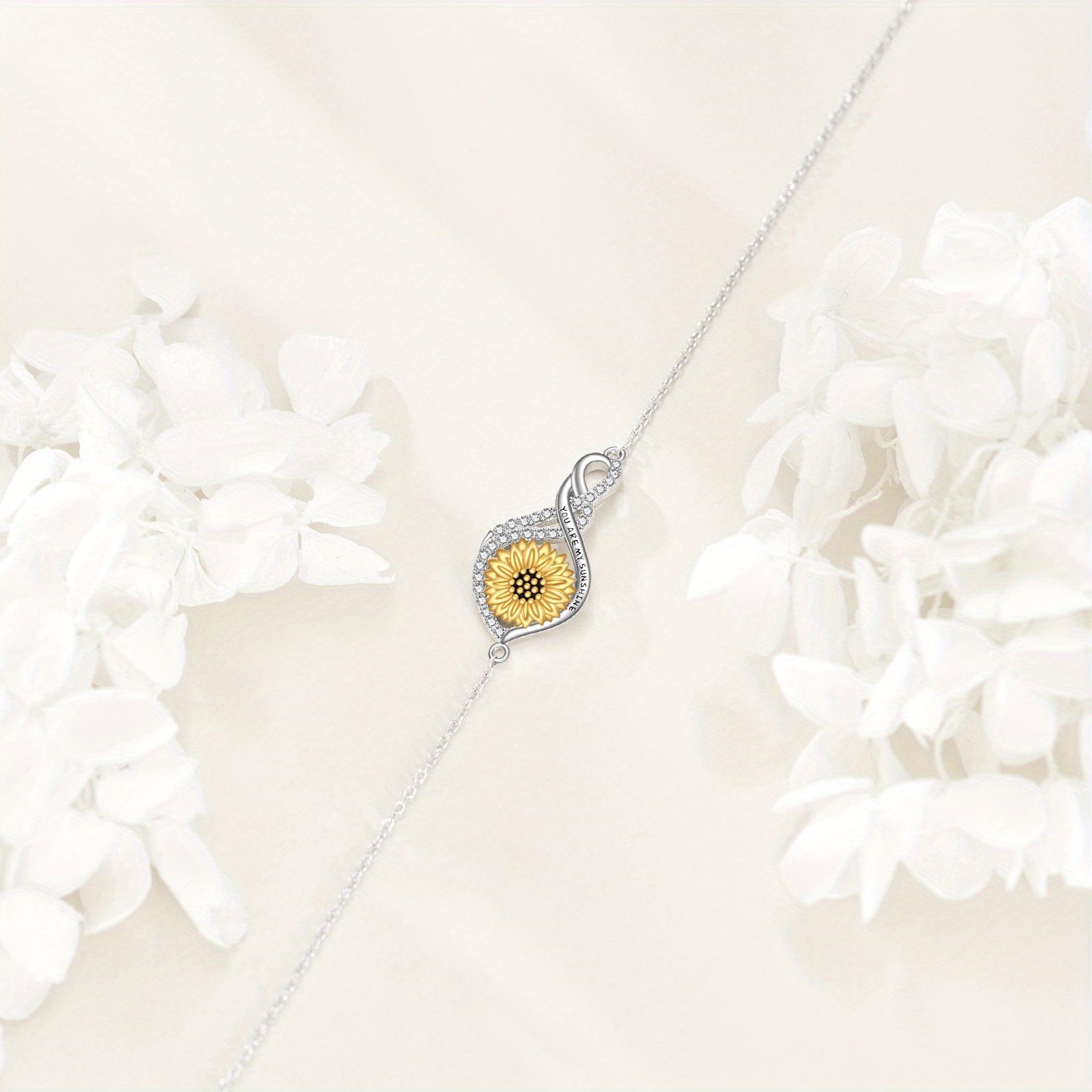 Sunflower Bracelet 925 Sterling Silver Infinity Sunflower Bracelet