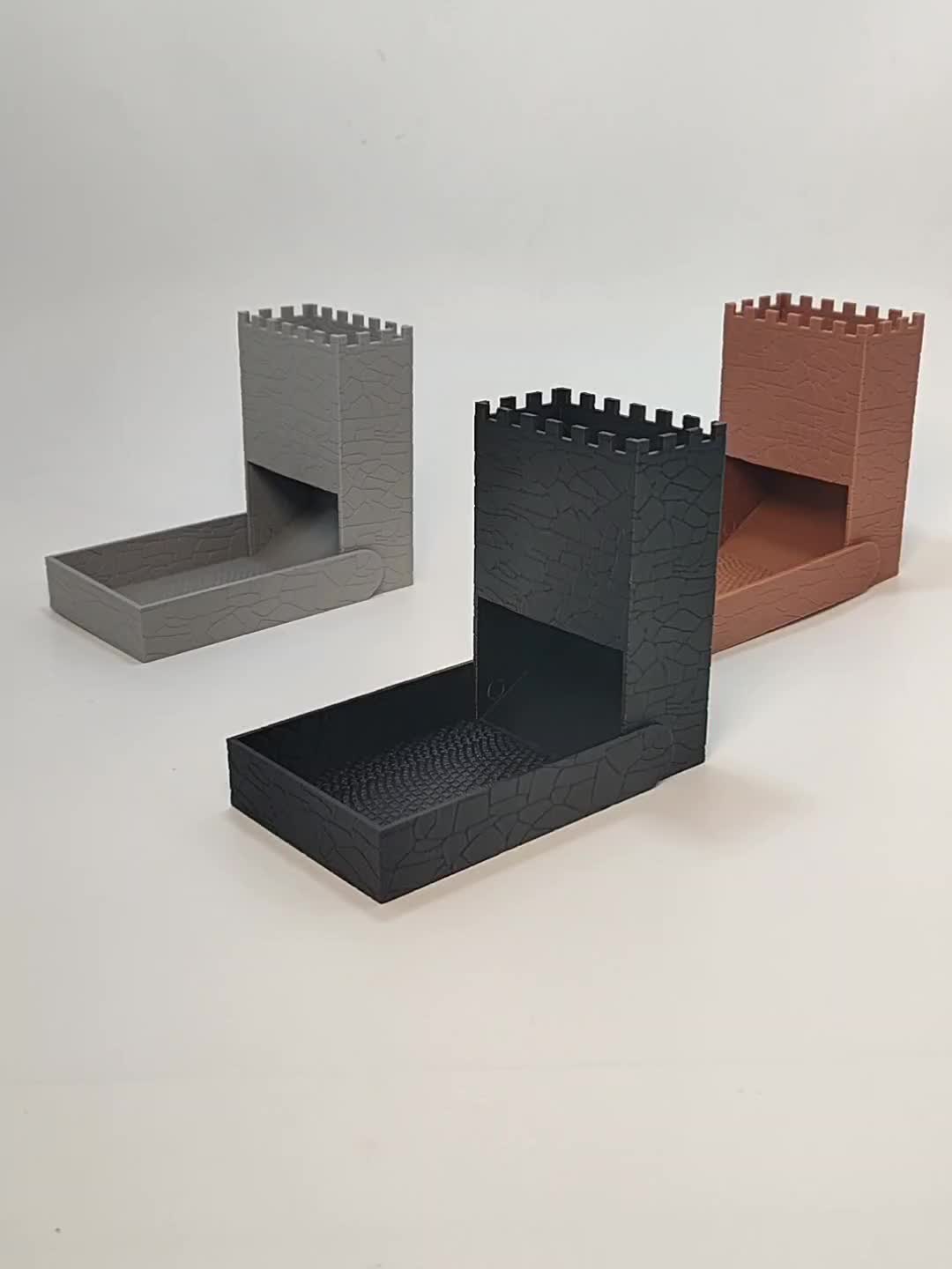 Collapsible Dice Tower Shaped Like a Castle Wall