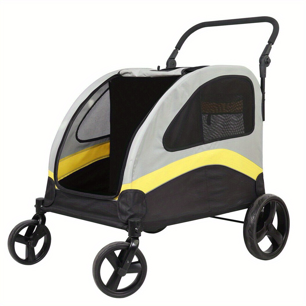 TEMU Xxl Folding Dog Stroller With 4 Wheels, Extra Large Stroller With Removable Divider For Pet Travel Stroller Dog Stroller Pet Jogger Travel