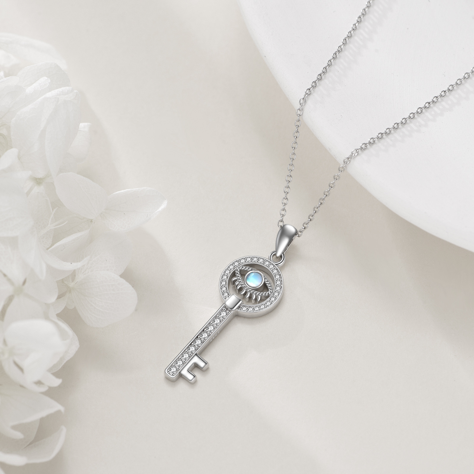 Evil Eye Necklace 925 Sterling Silver Keychain Necklace Blue Eye Jewelry For Women