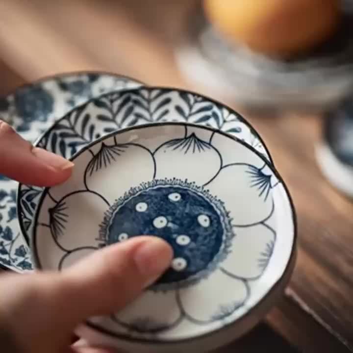 Ceramic Tea Set Coasters Blue And White Porcelain Chinese - Temu