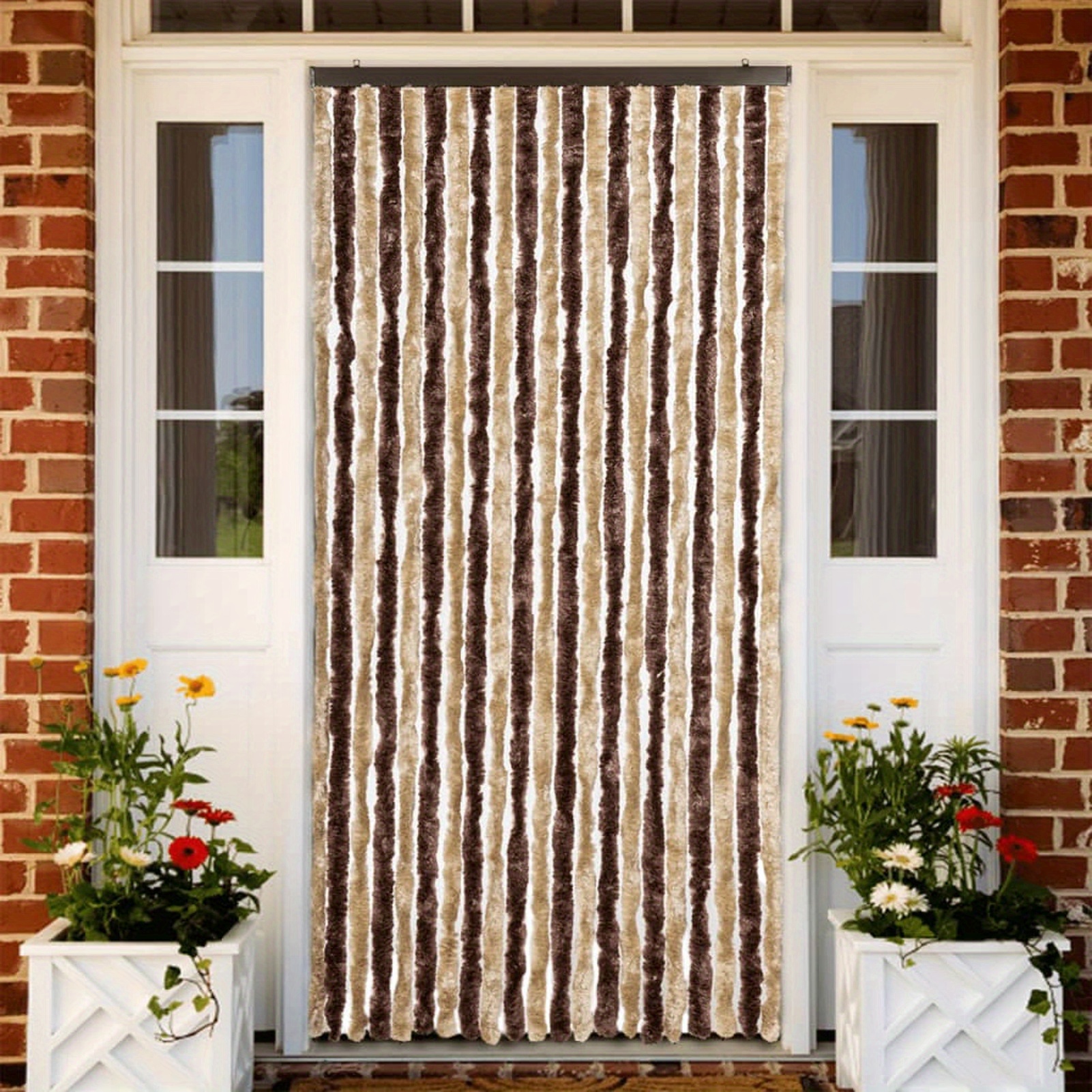 

Insect Protection Curtain, Fleece Curtain, Plush Curtain, Door Curtain, Door Curtain, Fly Protection Balcony Door, Thread Curtain Door, Privacy Screen Mobile Home, And Light Brown 90x220 Cm Chenille