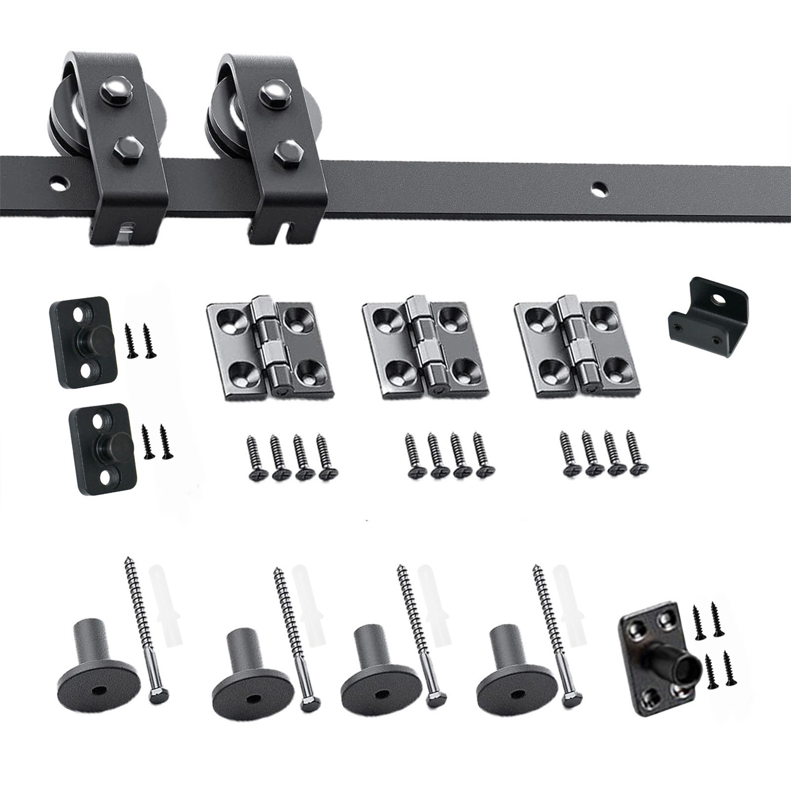 Ruizle Sliding Barn Door Track | Carbon Steel Hardware Kit For Sliding Barn Doors | Floor Rail For Sliding, Barn Door Additions, Double Door (doors Not Included)