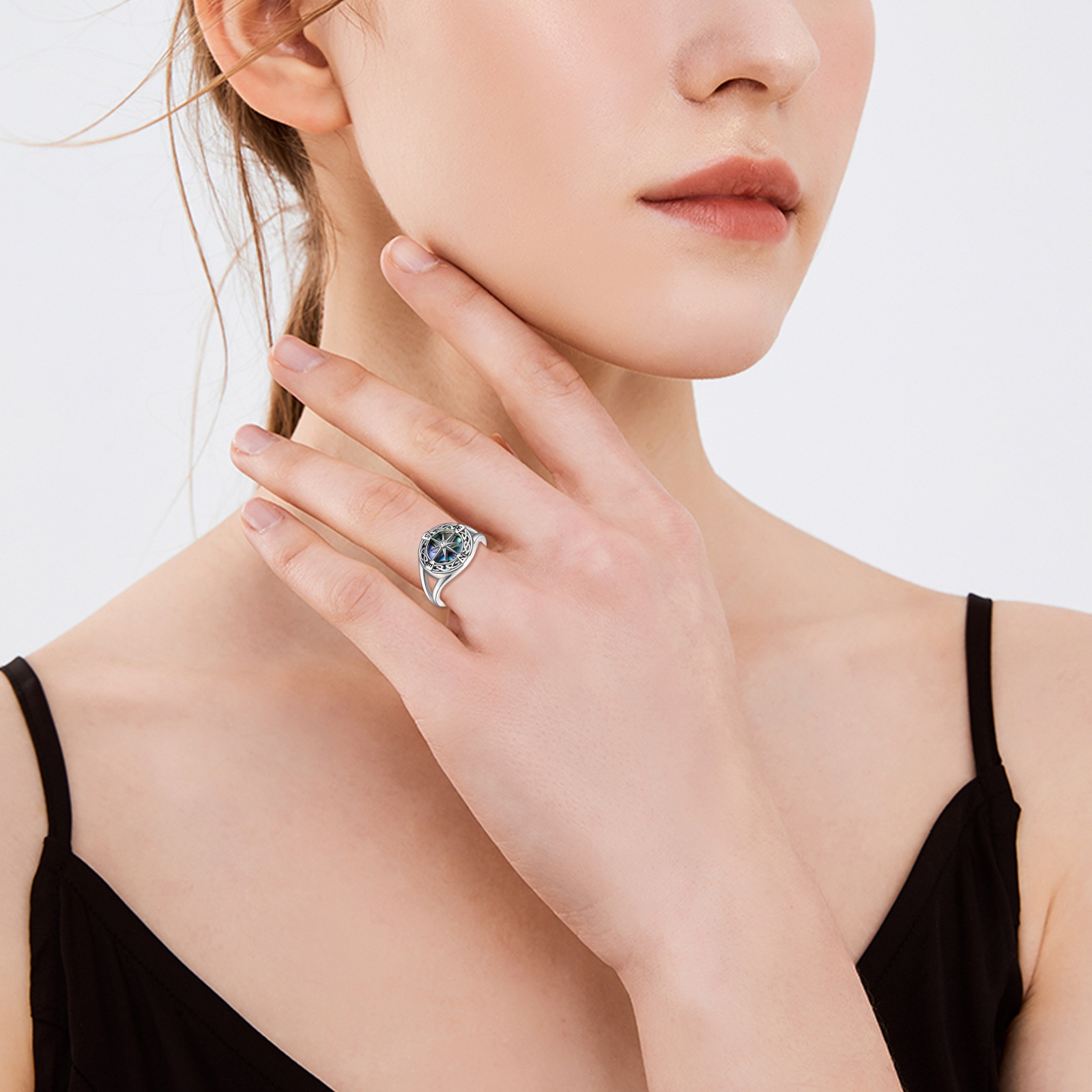 Sterling Silver Compass Graduation Ring for Women