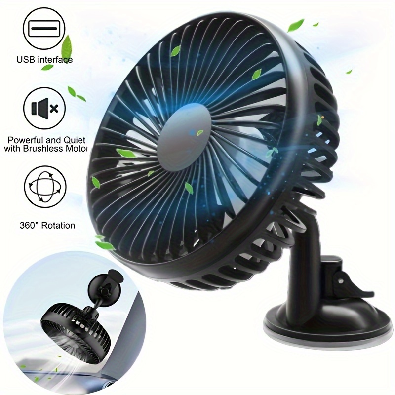 EADavid-Mini ventilateur de voiture résistant à 360 degrés, ventilateur de  refroidissement rotatif, faible bruit, climatisation de voiture d'été